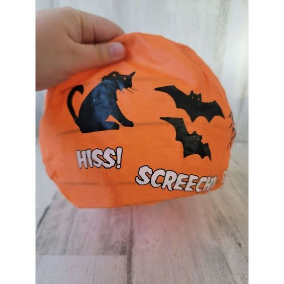 Halloween orange cat bat spider candy pail bucket - Picture 2 of 9